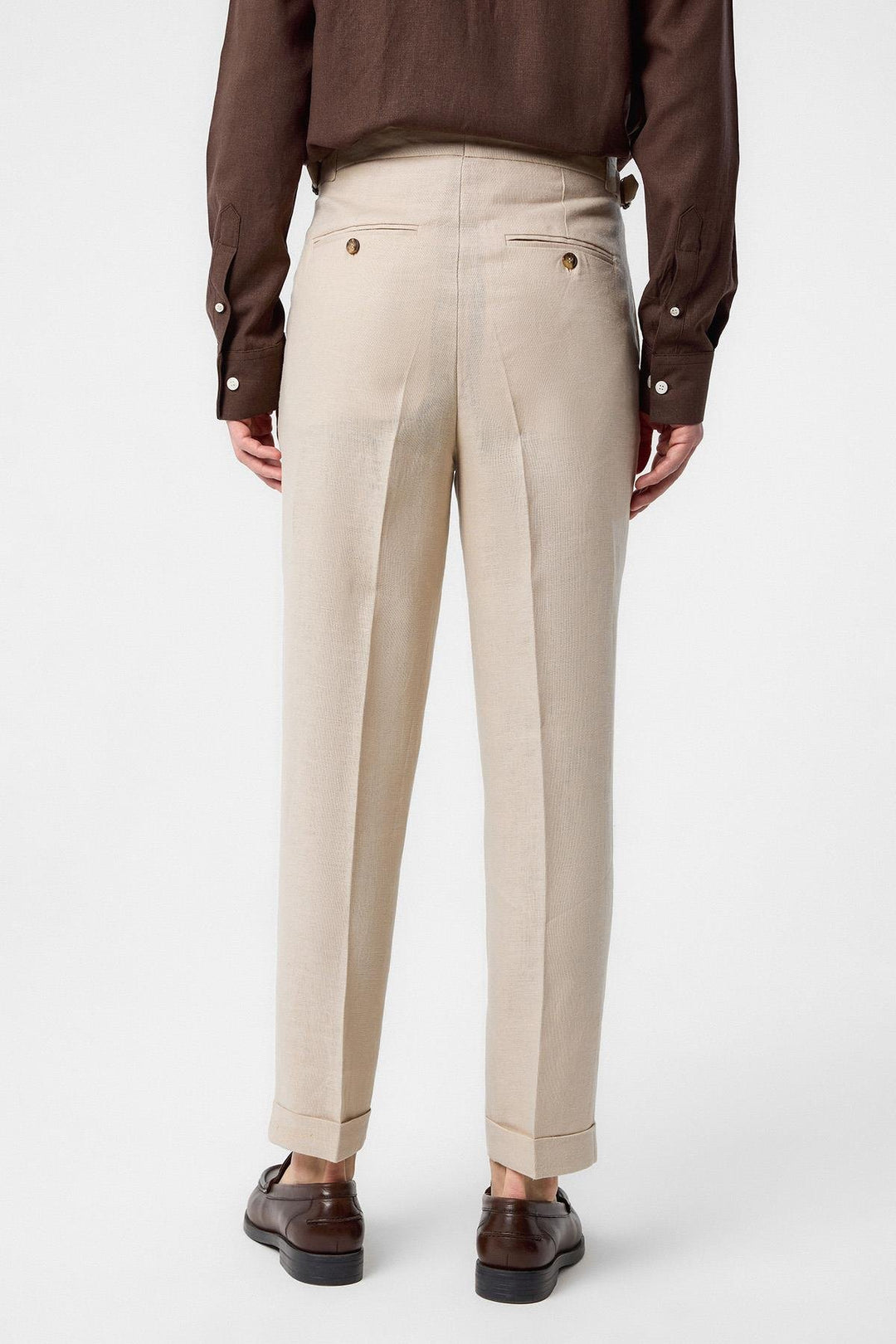 ANT Antioch Beige 100% Linen Italian Cut Men's Trousers - Perth
