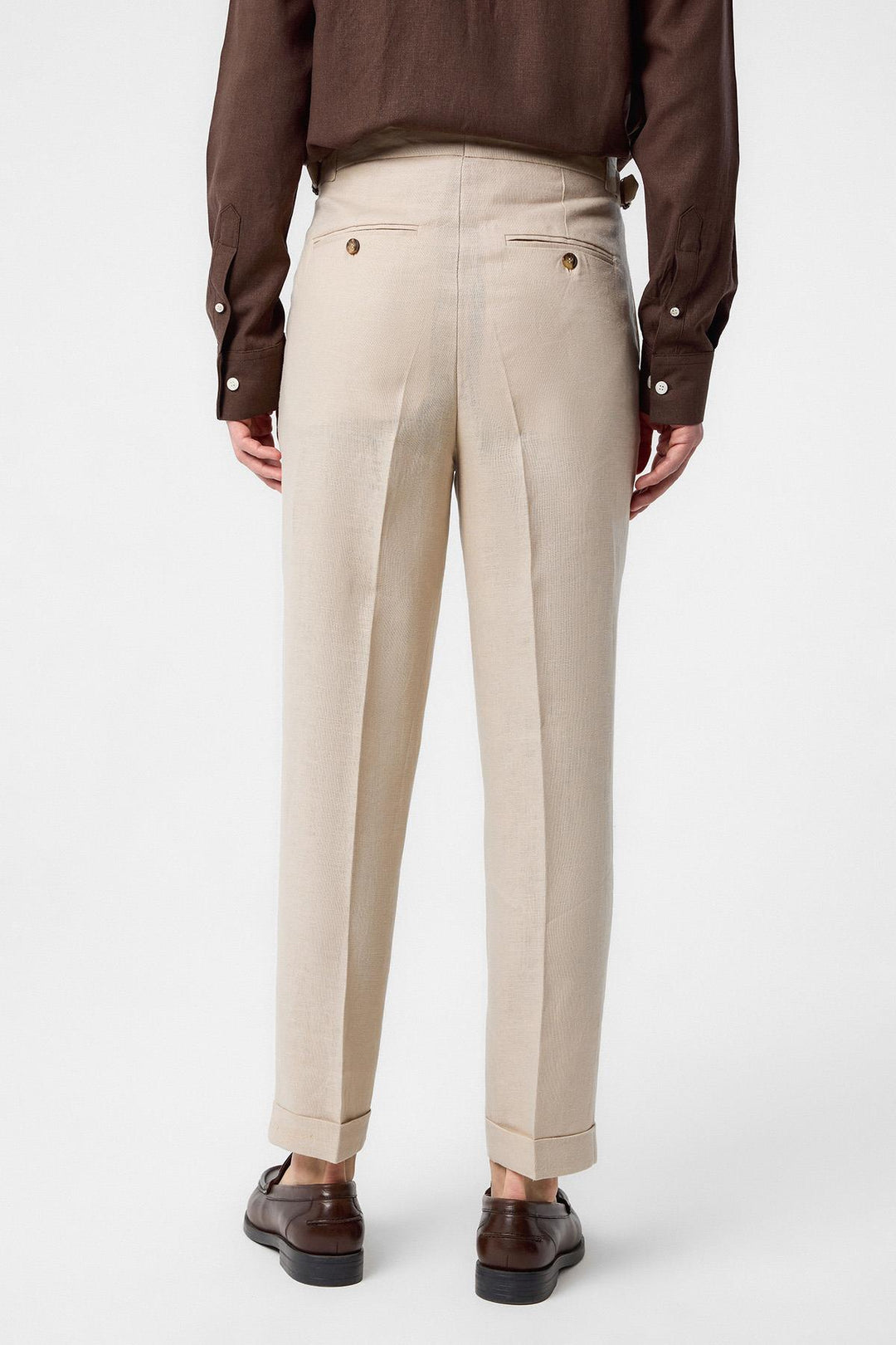 ANT Antioch Beige 100% Linen Italian Cut Men's Trousers - Kremenchuk