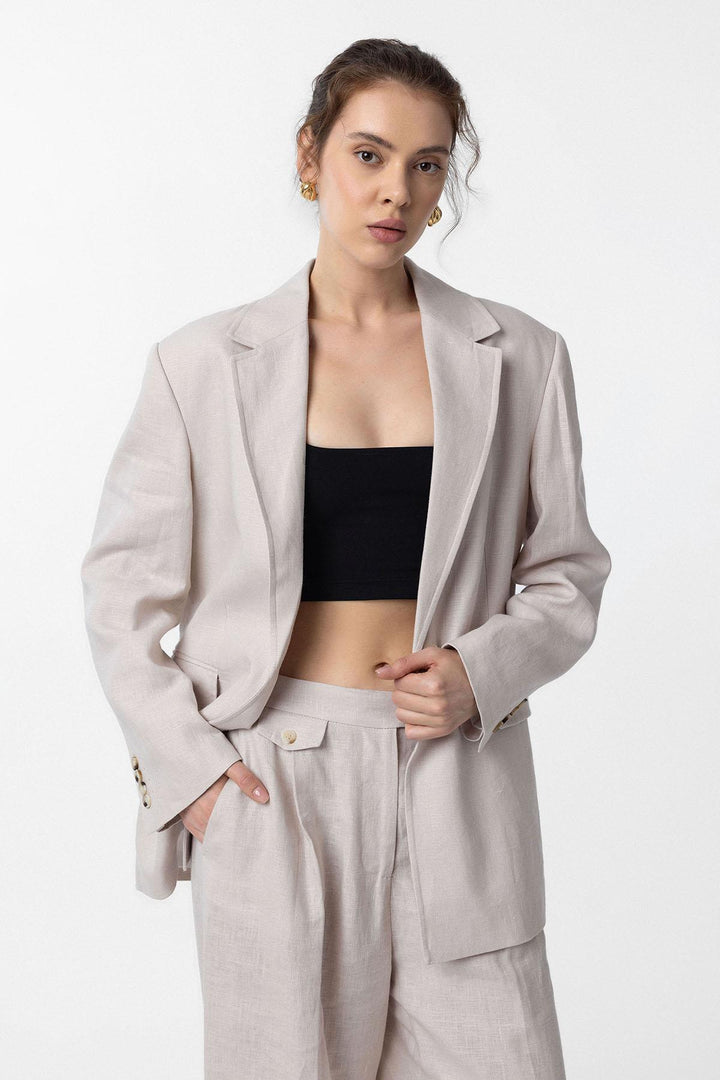 ANT Antioch Bej 100% Linen Women's Blazer Jacket - Cheshunt