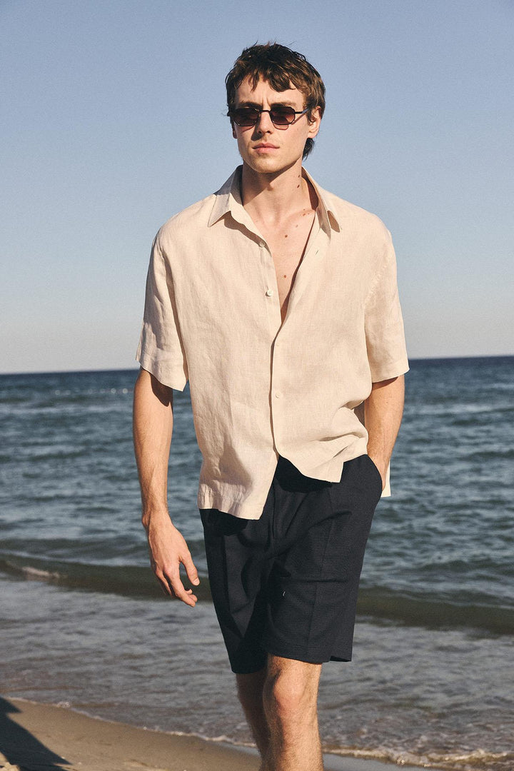 ANT Antioch Bej 100% Linen Relaxed Fit Men's Shirt - Caerphilly