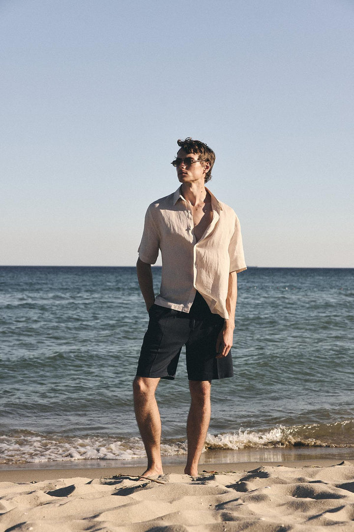 ANT Antioch Bej 100% Linen Relaxed Fit Men's Shirt - Caerphilly