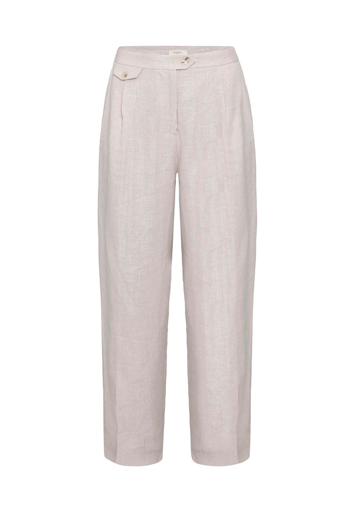 ANT Antioch Bej 100% Linen High Waisted Pleated Women's Pants - Portsmouth