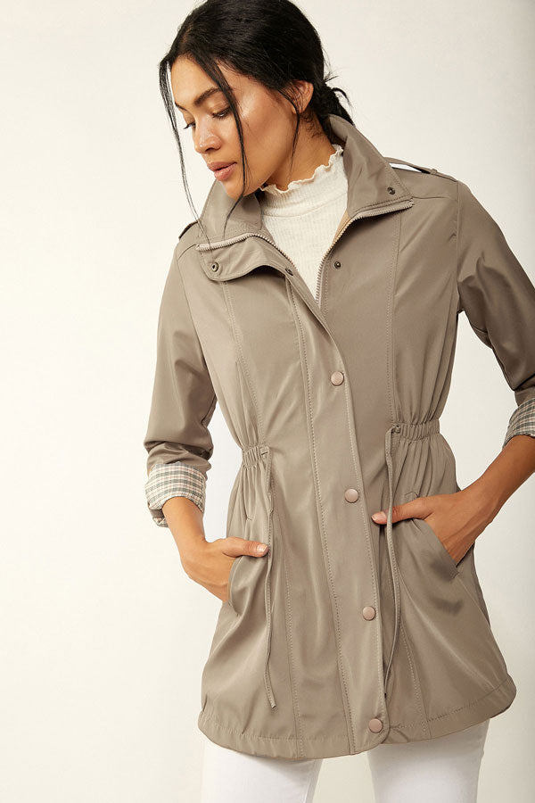 BGD Women Elastic Waist Trenchcoat - Beige - Heusden