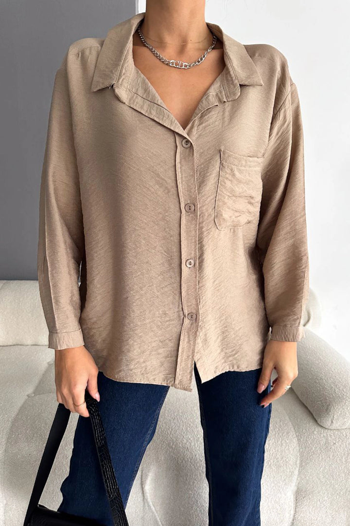 Beige Aerobin Woven Single Pocket Oversized Shirt BC241156 - Zwickau