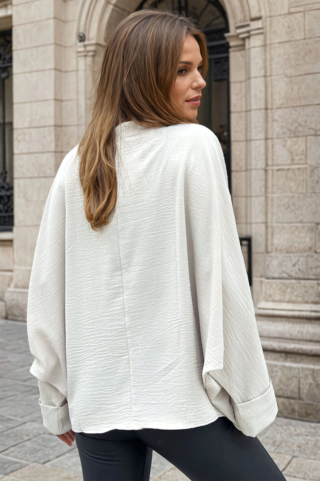 Beige Airy Double Sleeve Baggy Blouse BCBSK-25700-2943 - Orléans