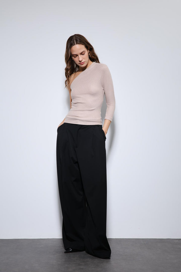 ANT Antioch Bej Asimetrik Yaka Top - Kempen