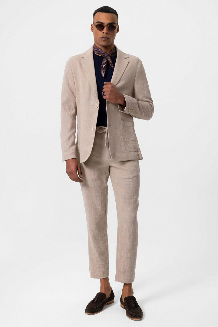 ANT Antioch Bej Astarsız Torba Cepli Erkek Blazer Ceket - Seelze