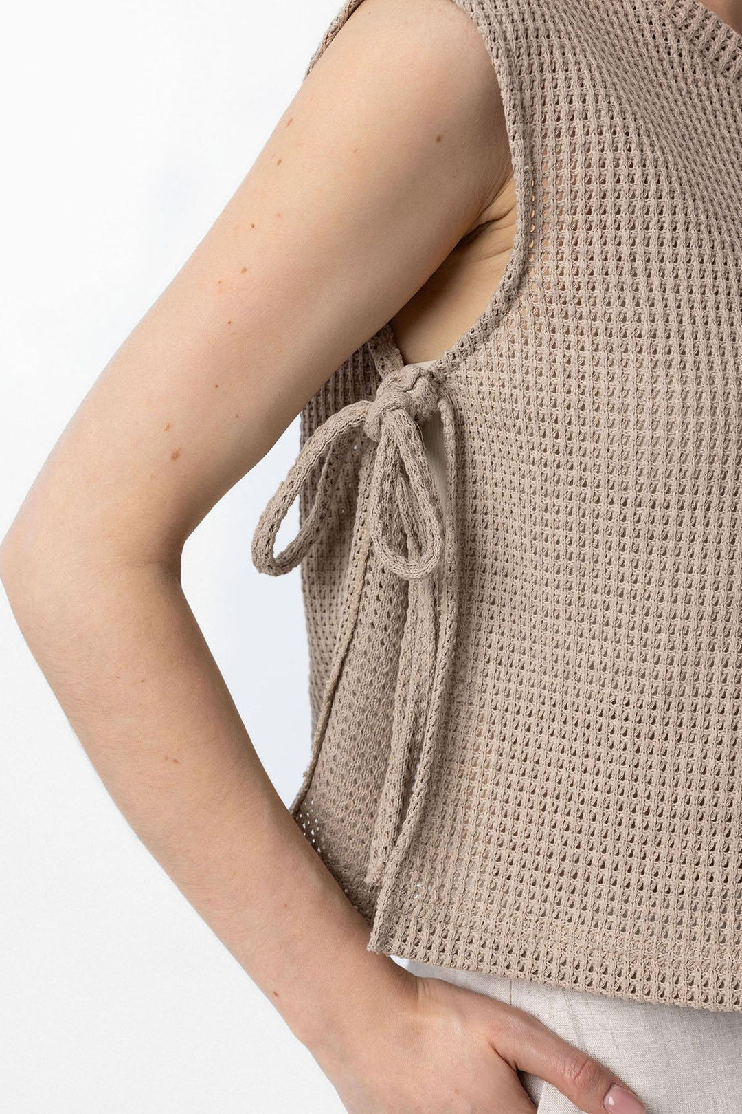 ANT Antioch Lord Lace-Up Knit Textured Women's Top - Green Bay