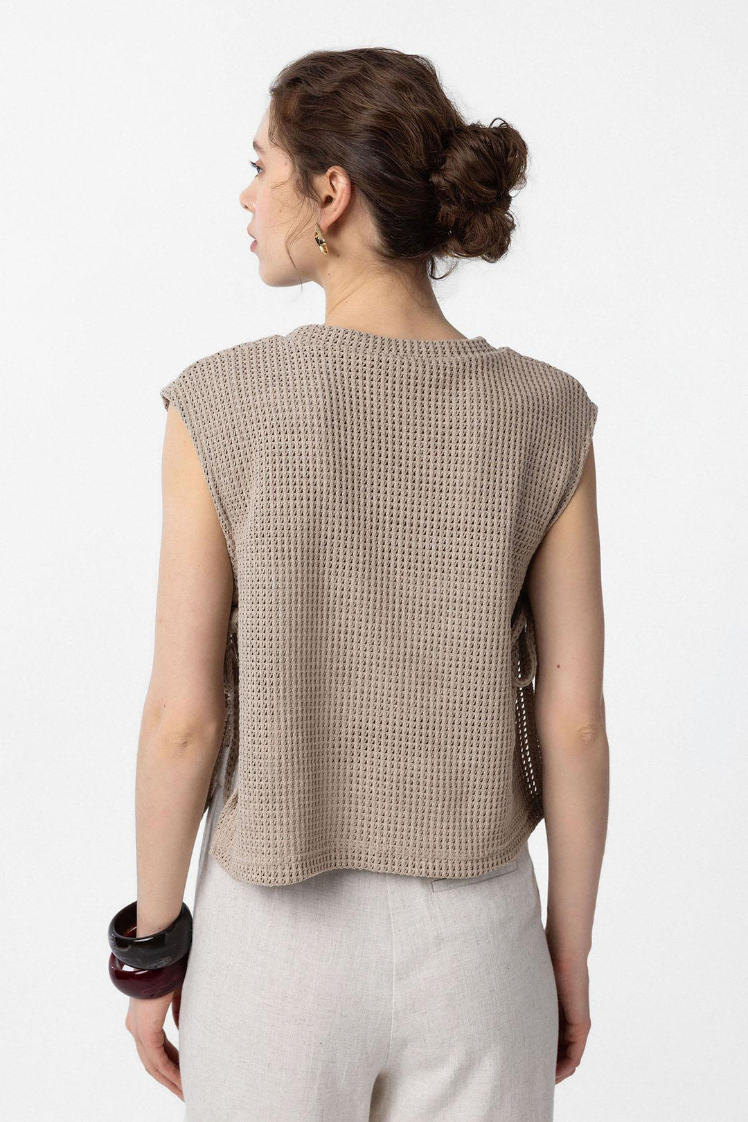 ANT Antioch Lord Lace-Up Knit Textured Women's Top - Green Bay