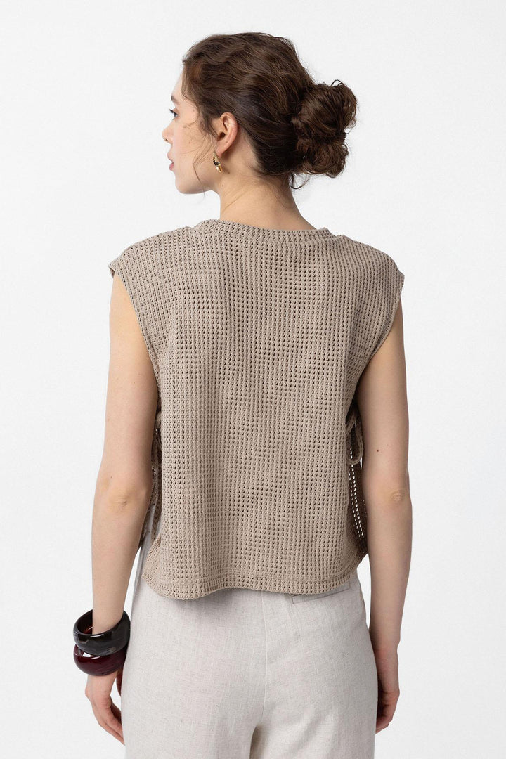 ANT Antioch Lord Lace-Up Knit Textured Women's Top - Green Bay