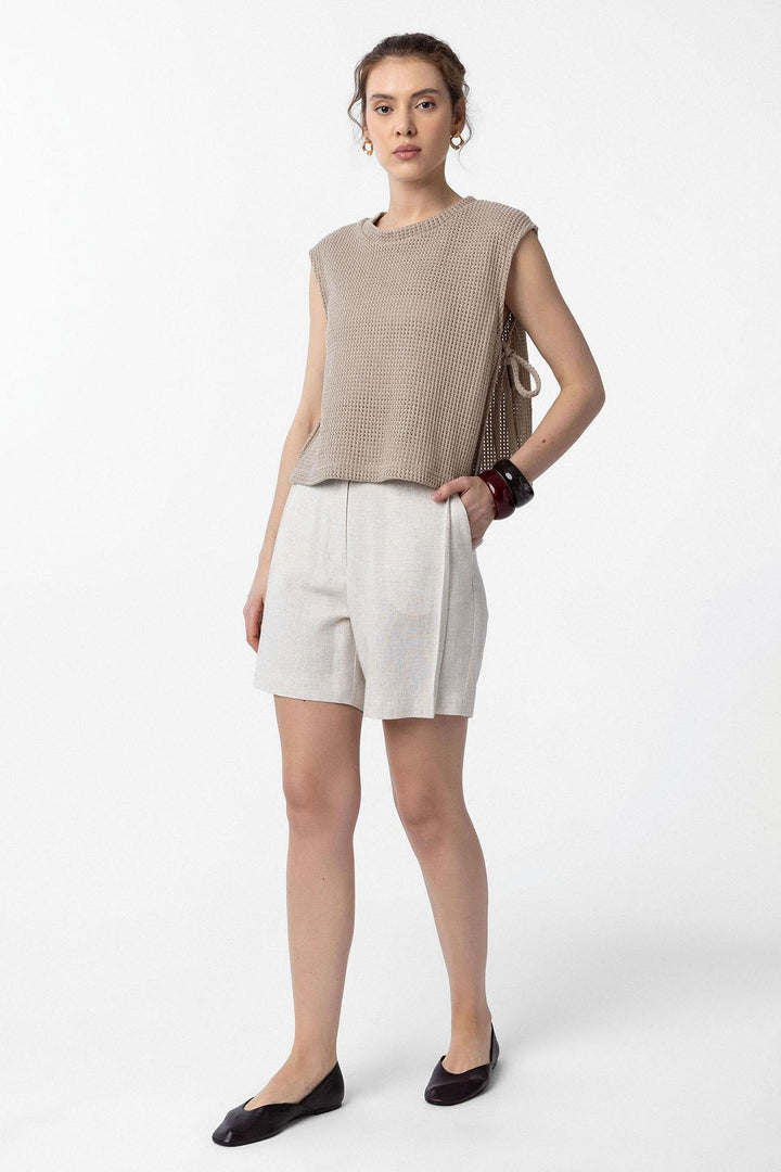 ANT Antioch Lord Lace-Up Knit Textured Women's Top - Green Bay