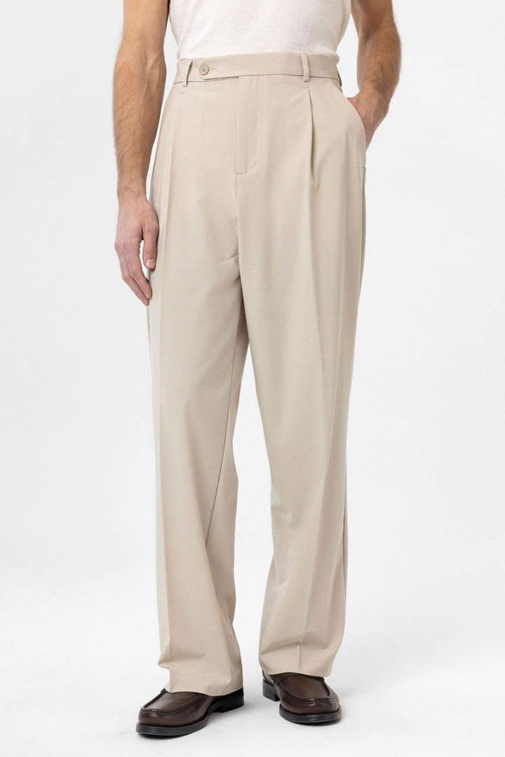 ANT Antioch Bej Baggy High Waist Men's Fabric Trousers - Ciudad López Mateos