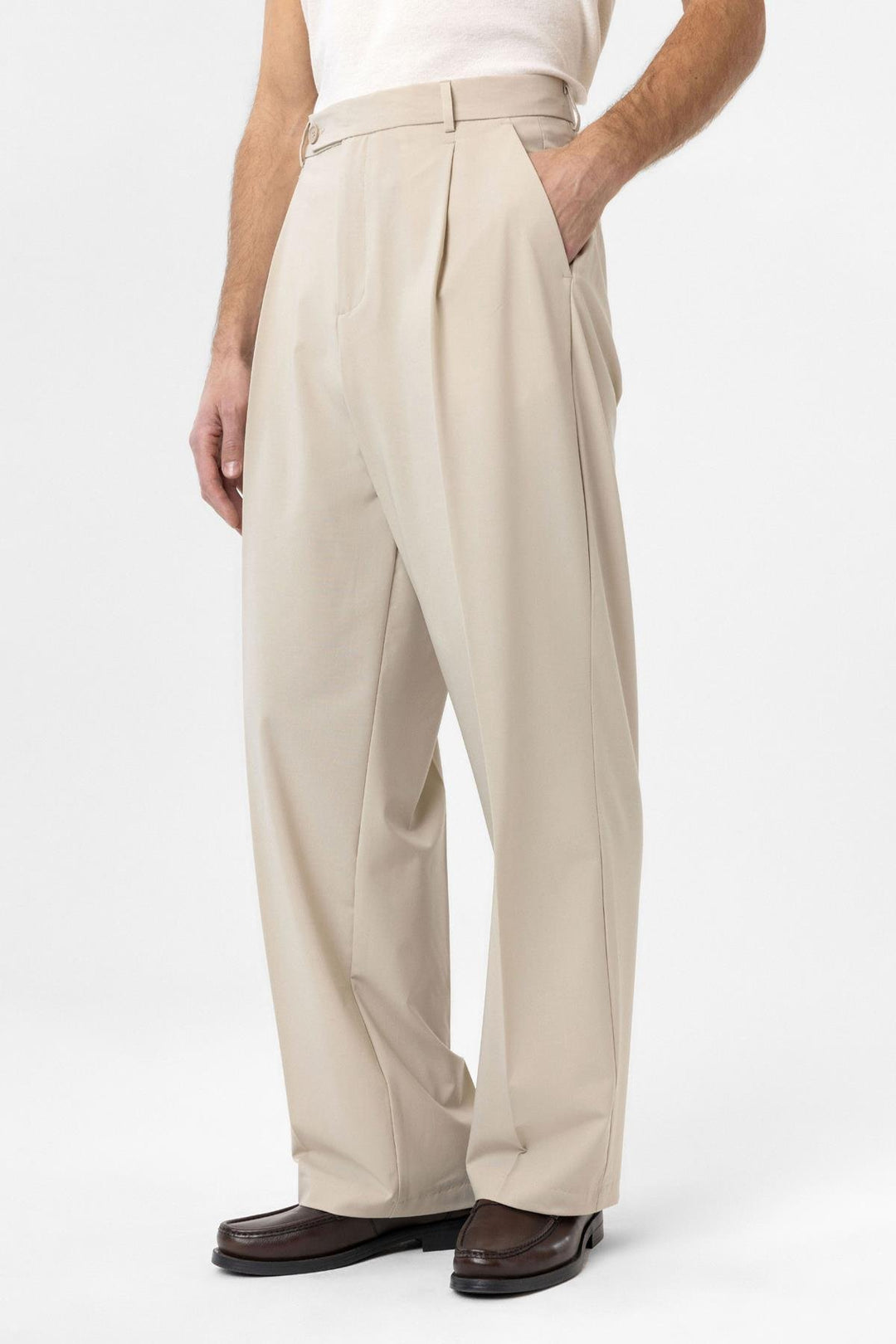 ANT Antioch Bej Baggy High Waist Men's Fabric Trousers - Ciudad López Mateos