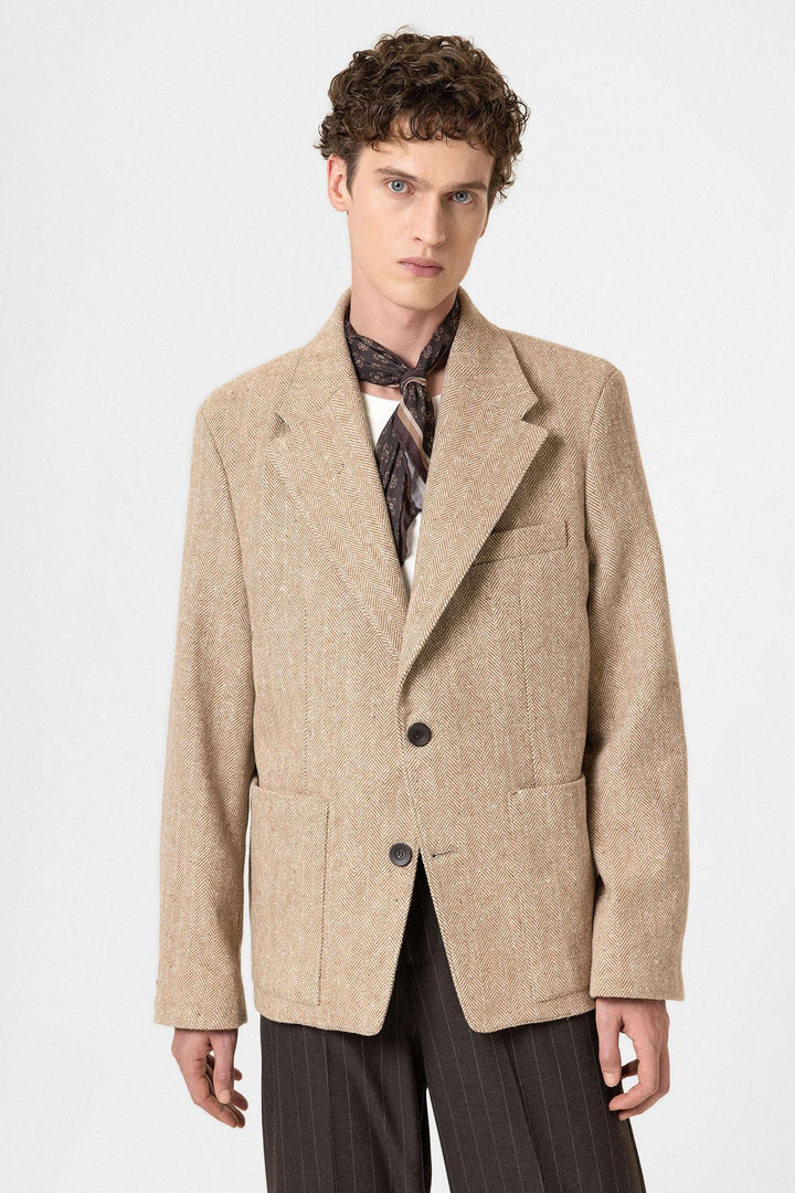 ANT Antioch Mr. Herringbone Patterned Oversized Men's Blazer Jacket - Rochester