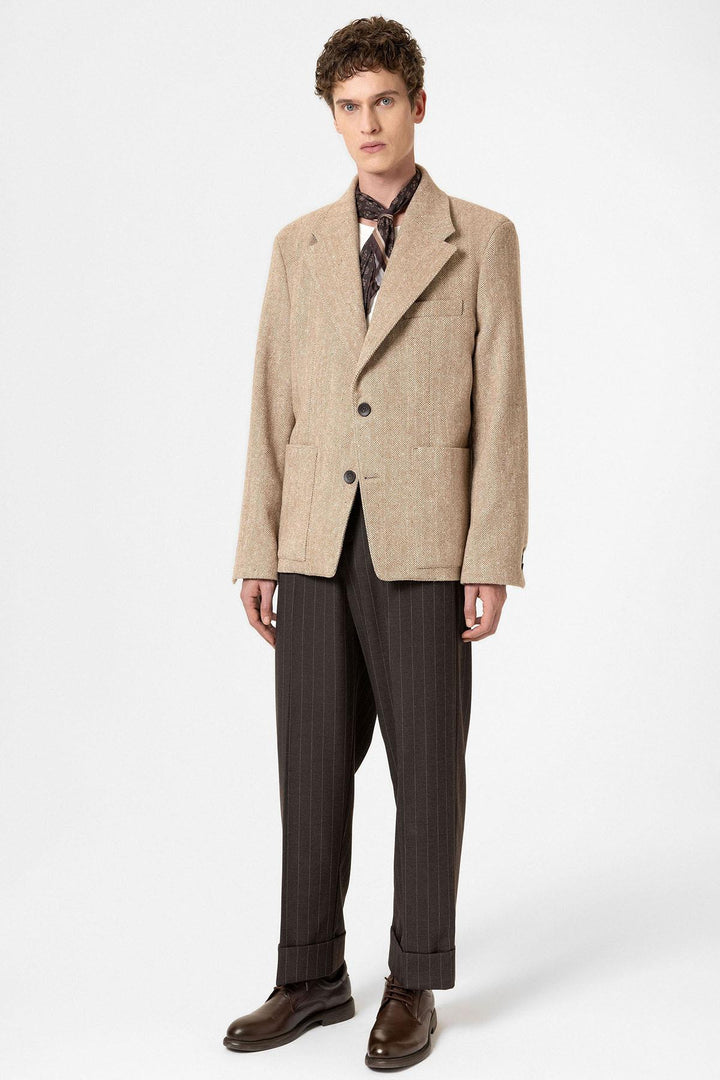 ANT Antioch Mr. Herringbone Patterned Oversized Men's Blazer Jacket - Rochester