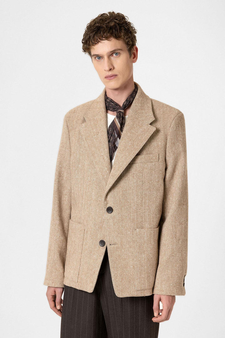 ANT Antioch Mr. Herringbone Patterned Oversized Men's Blazer Jacket - Rochester