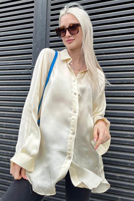 MDX Beige Basic Women's Satin Shirt MG1326 - Roquetas de Mar