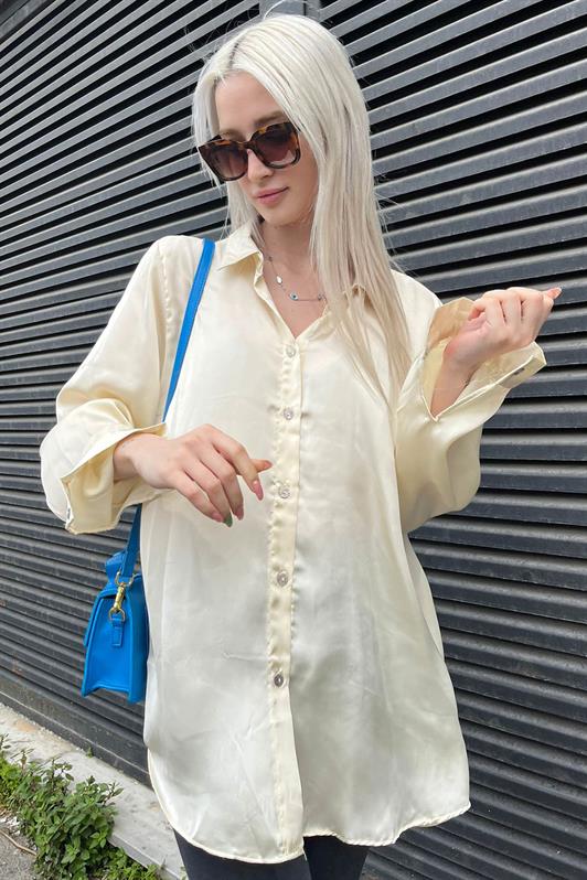 MDX Beige Basic Women's Satin Shirt MG1326 - Roquetas de Mar