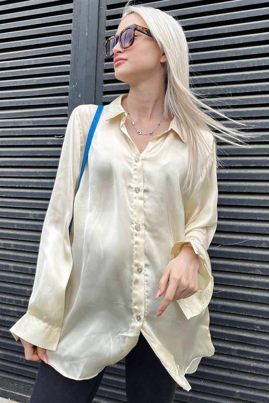 MDX Beige Basic Women's Satin Shirt MG1326 - Roquetas de Mar