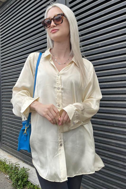 MDX Beige Basic Women's Satin Shirt MG1326 - Roquetas de Mar
