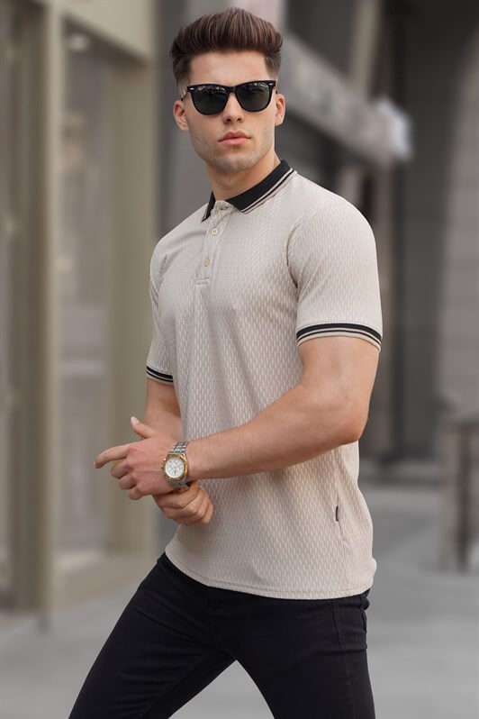 MDX Beige Basic Polo Neck T-shirt 5893 - Jacona de Plancarte