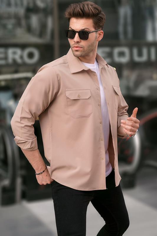 MDX Bej Basic Regular Fit Men's Shirt 6716 - Axochiapan