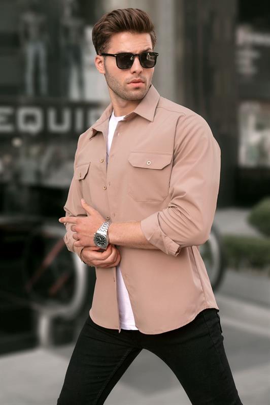 MDX Bej Basic Regular Fit Men's Shirt 6716 - Axochiapan