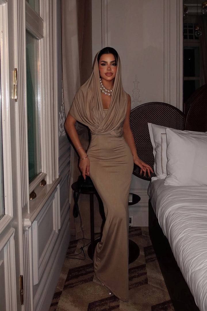 EYY Women Beige Basic Long Dress - Weston-super-Mare