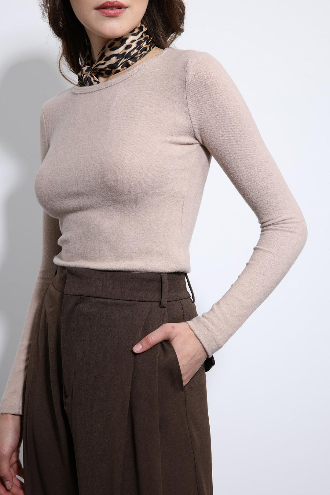 ANT Antioch Bej Basic Uzun Kollu T-Shirt - Oldenburg