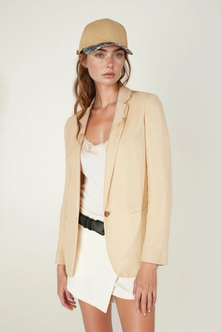 Beige Printed Cap BCNSV-2514517 - Pryluky
