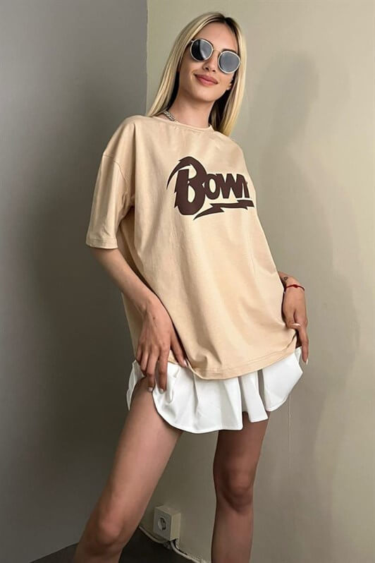 MDX Beige Printed Oversized T-shirt MG1514 - Kiel