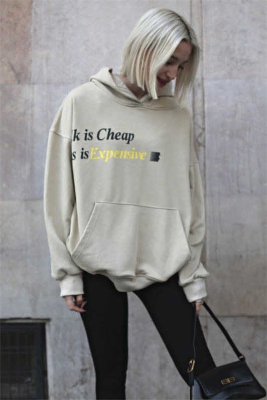 MDX Beige Printed Oversize Hoodie Sweatshirt MG1573 - Neumarkt