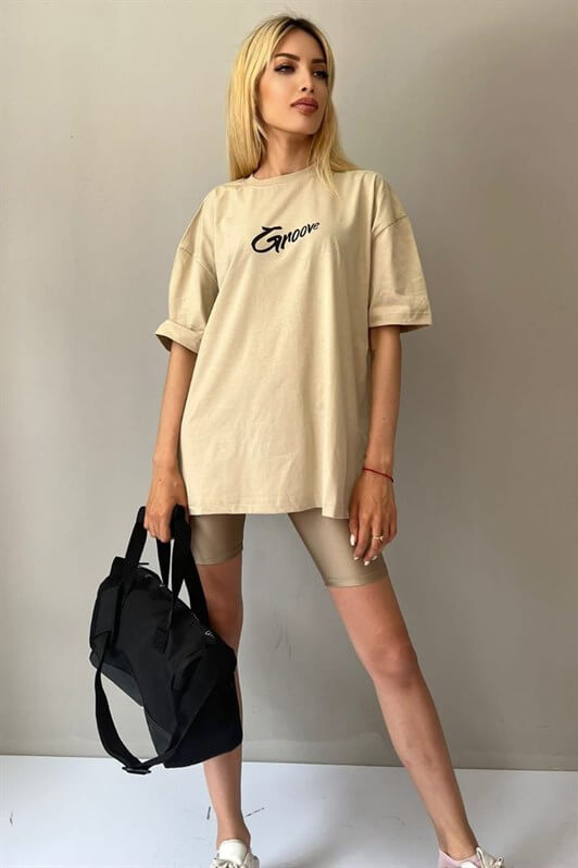 MDX Beige Printed Oversized T-shirt MG1491 - Stillwater