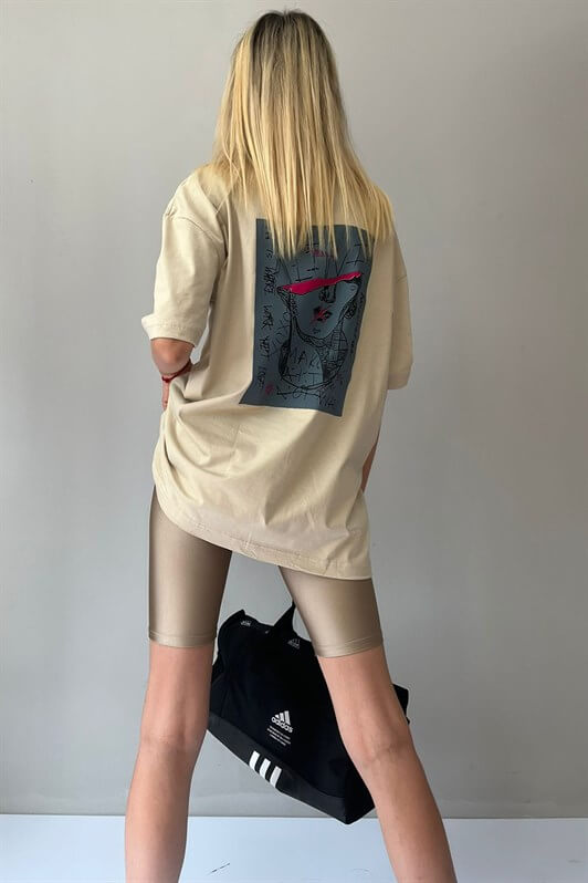 MDX Beige Printed Oversized T-shirt MG1491 - Stillwater