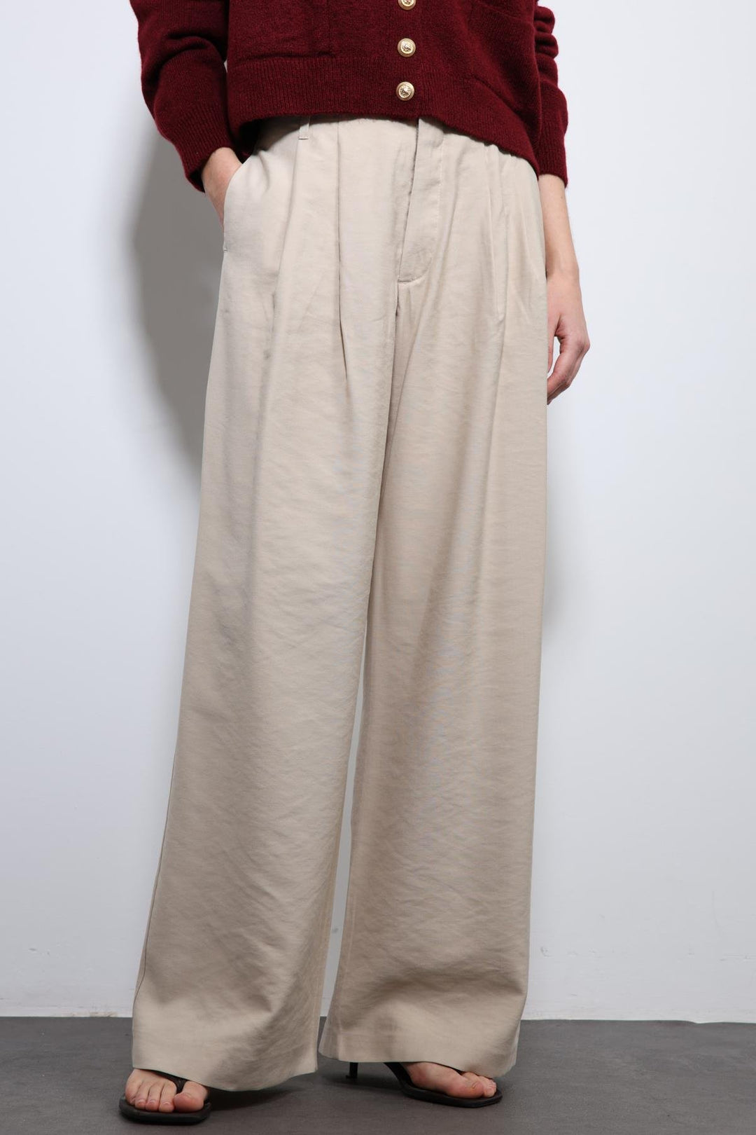 ANT Antioch Beige Elasticated Pleated Women's Trousers - Schiedam