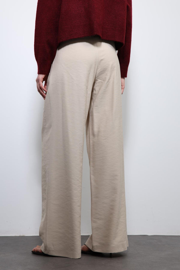 ANT Antioch Beige Elasticated Pleated Women's Trousers - Schiedam