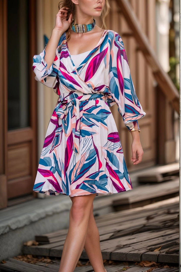 Beige Pleated Double-Breasted Flared Dress BCBSK-25700-3155 - Lake Forest