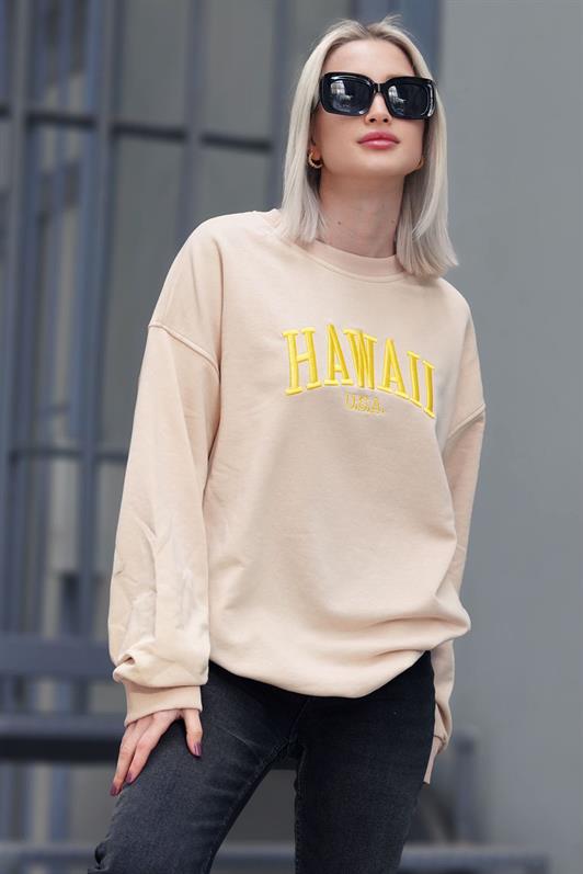 MDX Beige Bicycle Collar Printed Sweatshirt MG1922 - Bolingbrook