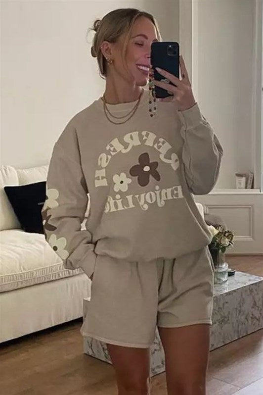 MDX Beige Bicycle Collar Printed Sweatshirt MG1572 - Pinneberg