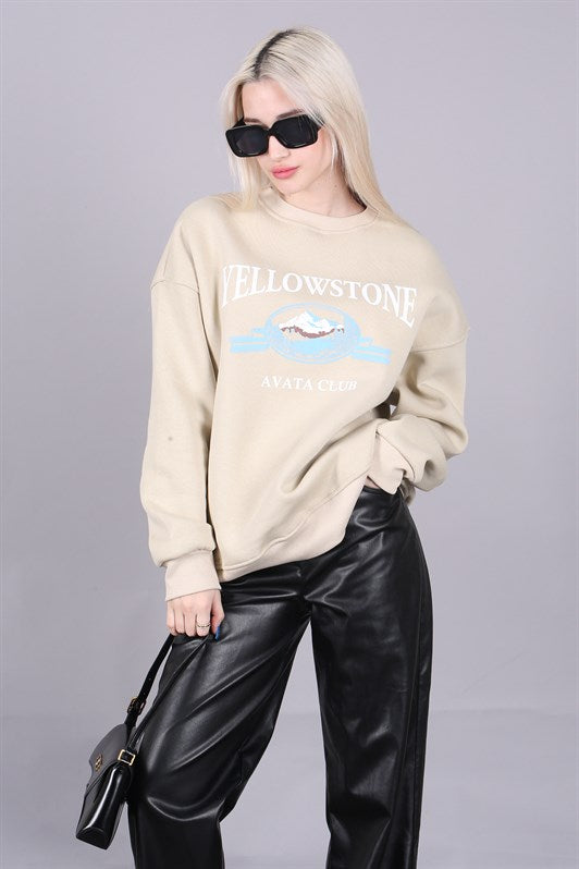MDX Beige Bicycle Collar Printed Sweatshirt MG1571 - Barri