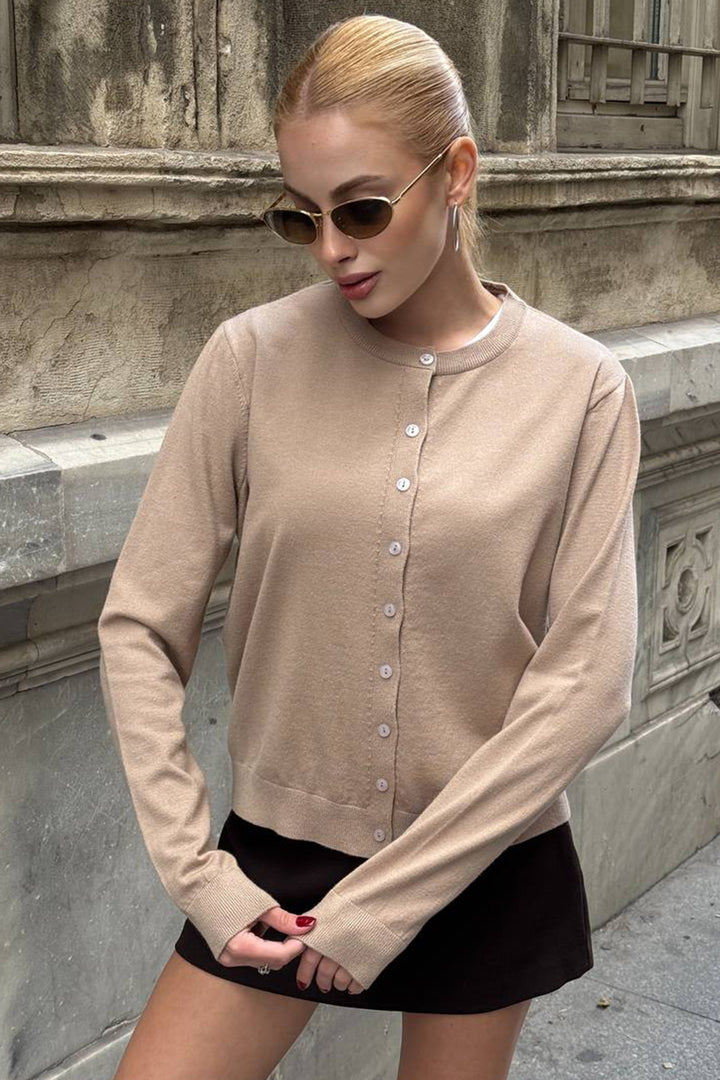 Beige Bicycle Collar Buttoned Cardigan BCHZCK-251267 - Cádiz