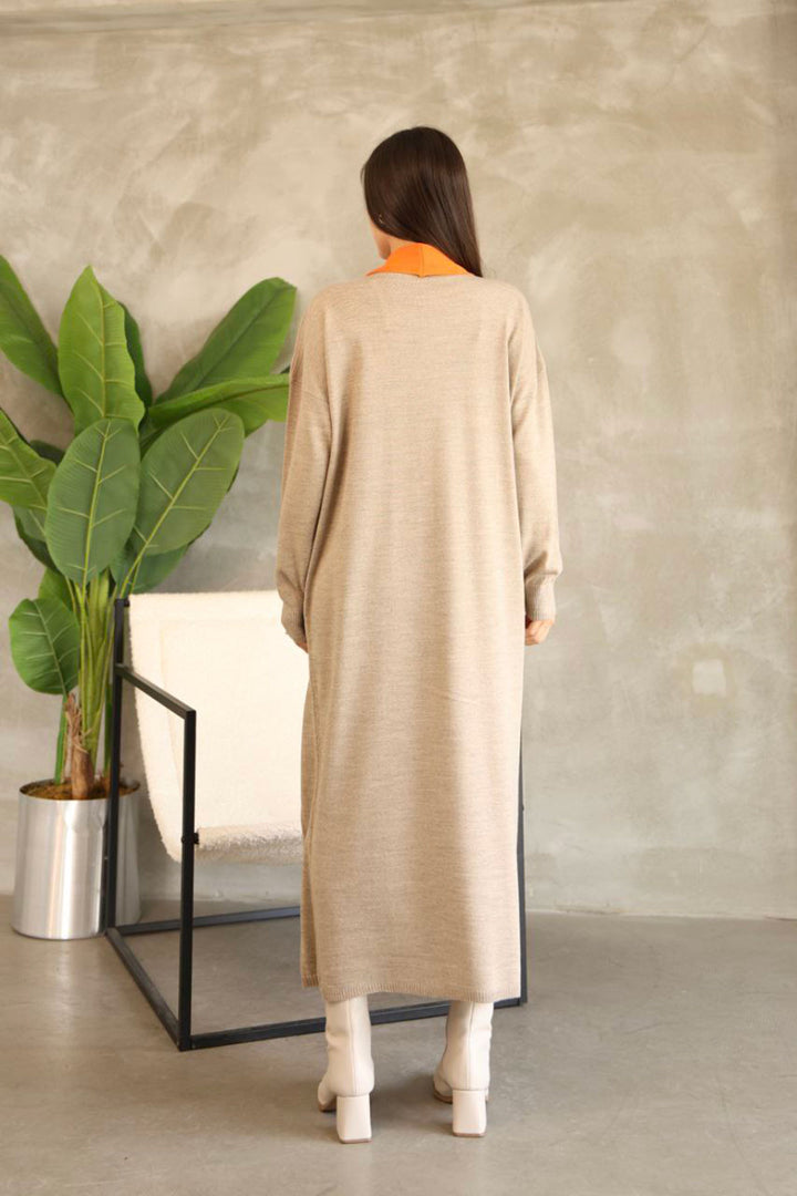 Beige Bicycle Collar Knit Dress BCES-252024 - Fitchburg