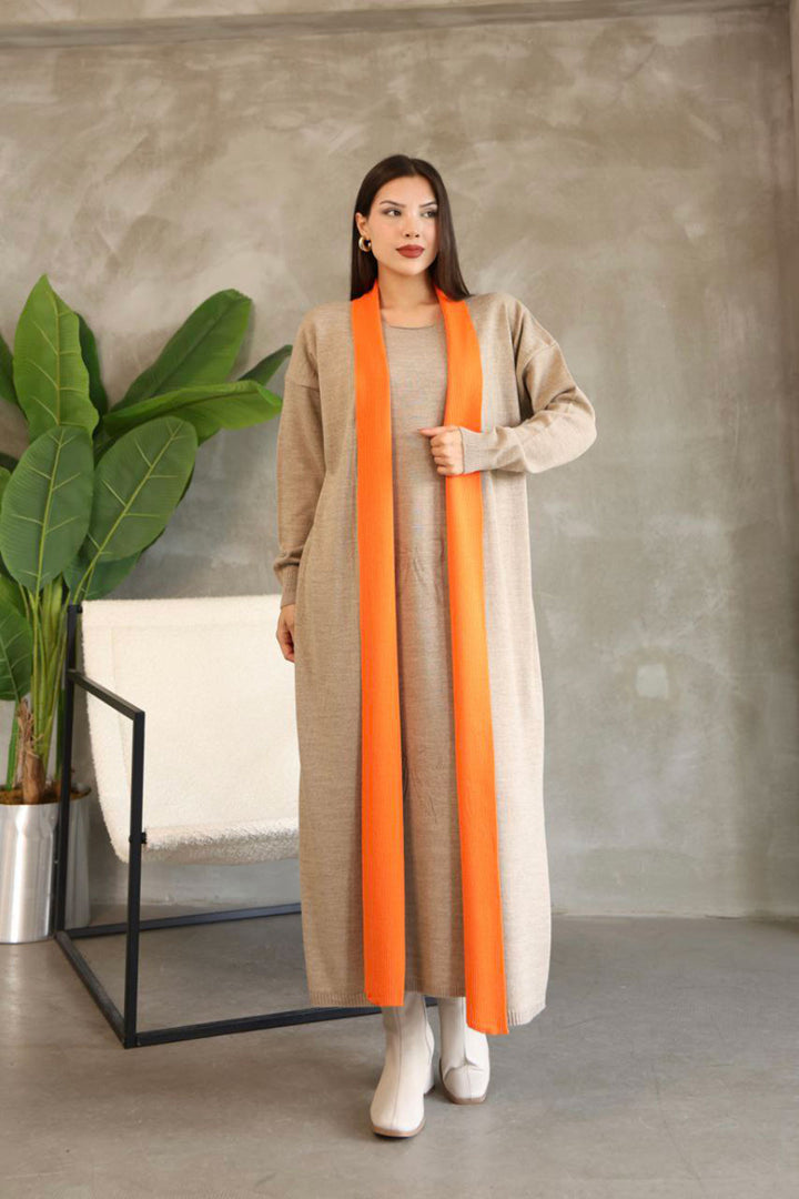 Beige Bicycle Collar Knit Dress BCES-252024 - Fitchburg