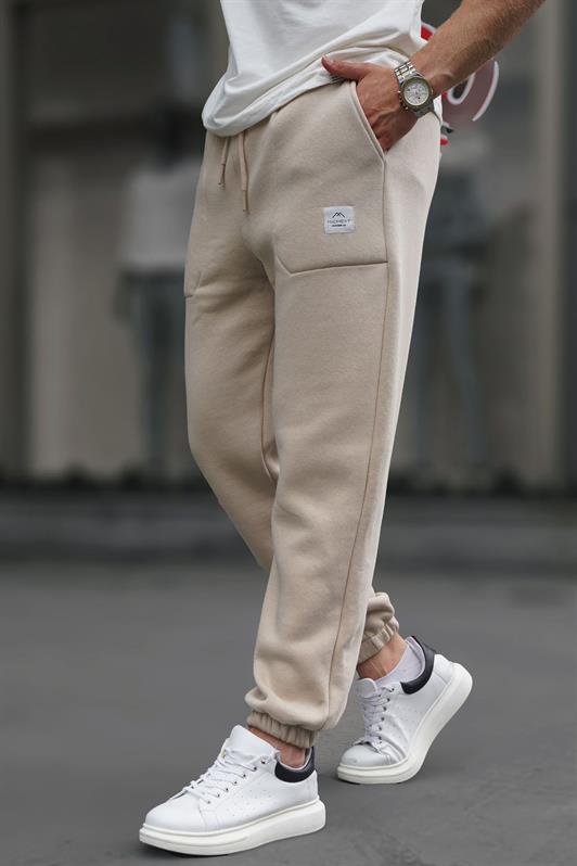 MDX Beige Pocket Detailed Men's Basic Sweatpants 6522 - A Coruña
