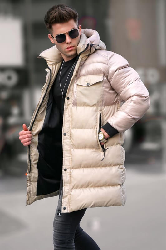MDX Beige Pocket Detailed Hooded Puffer Coat 5742 - Queen Creek