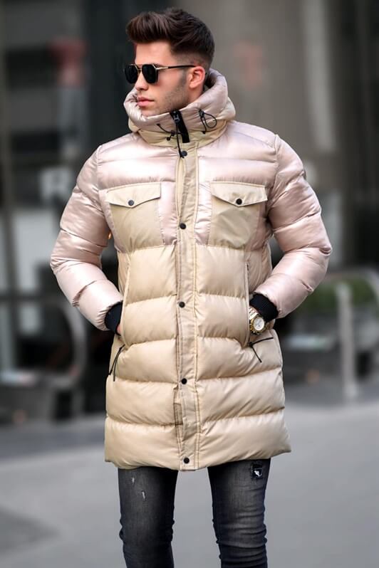 MDX Beige Pocket Detailed Hooded Puffer Coat 5742 - Queen Creek