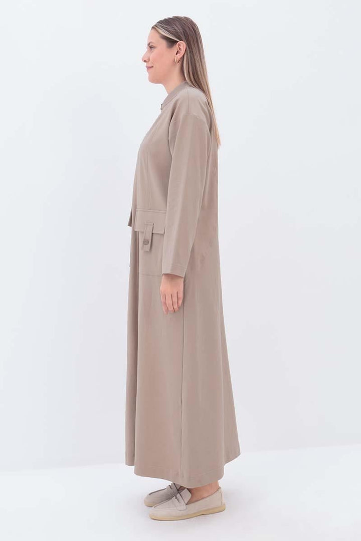 TLD Women Allday Beige Pocketed Shawl Collar Overcoat - Caledon