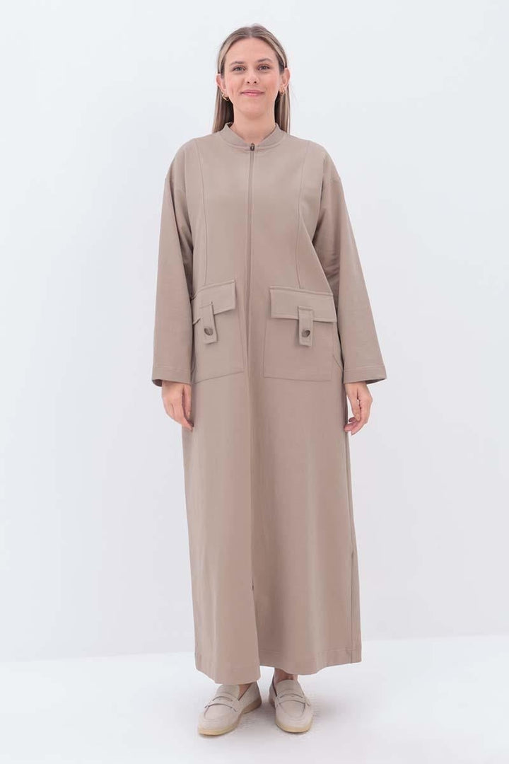 TLD Women Allday Beige Pocketed Shawl Collar Overcoat - Caledon
