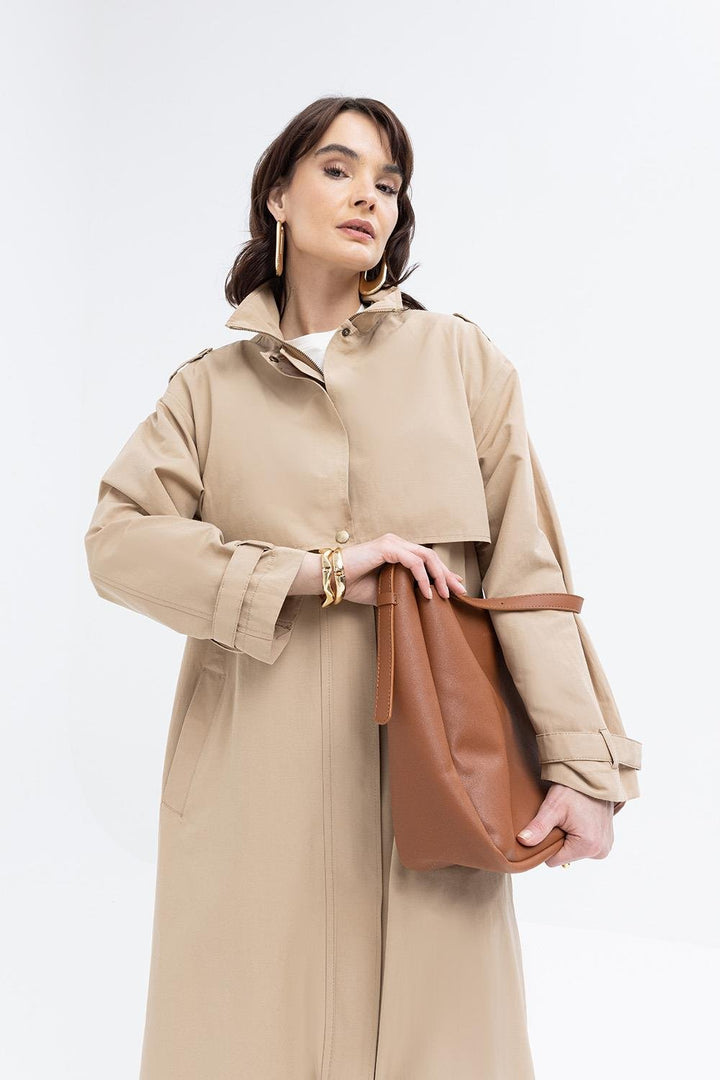 TLD Women Allday Beige Beige-Pocketed Trench Coat - Manchester