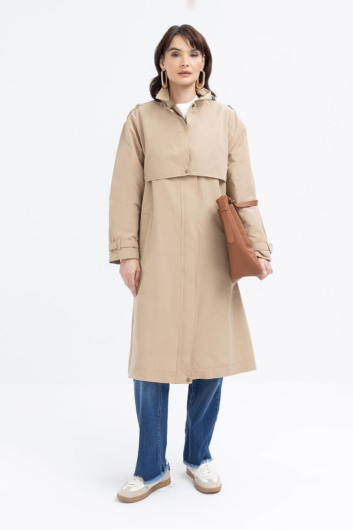 TLD Women Allday Beige Beige-Pocketed Trench Coat - Manchester